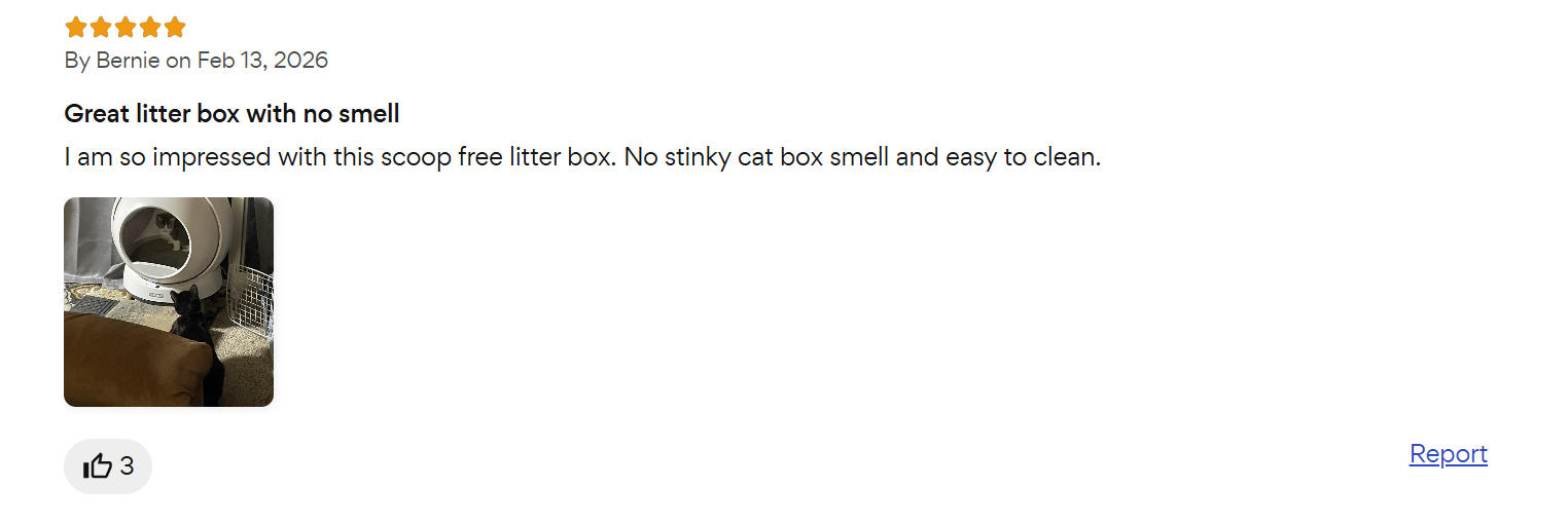 Customer review screenshot for PetSafe ScoopFree SmartSpin self-cleaning litter box