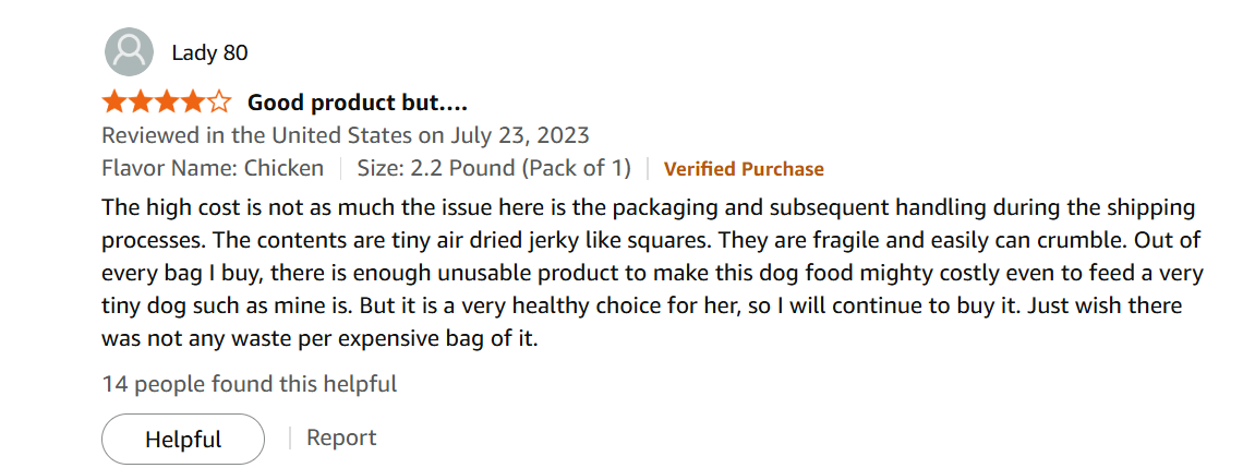 Customer review screenshot for Instinct Raw Boost Mixers