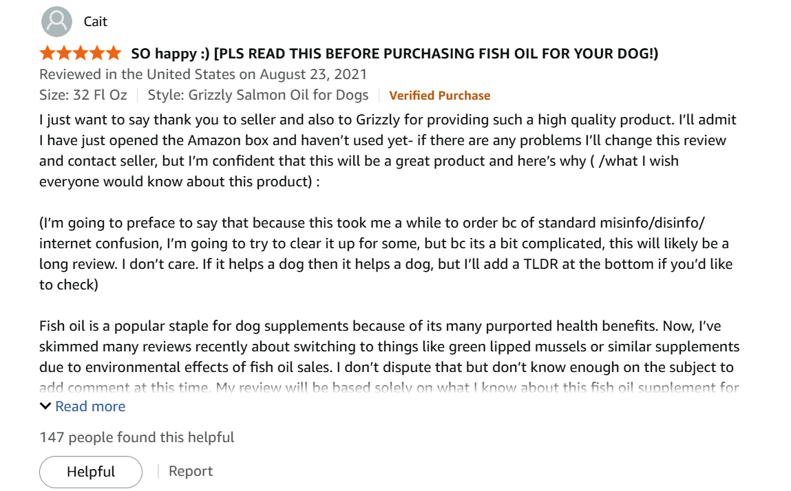 Verified customer review of Nordic Naturals Omega-3 Pet for cats highlighting improved joint comfort