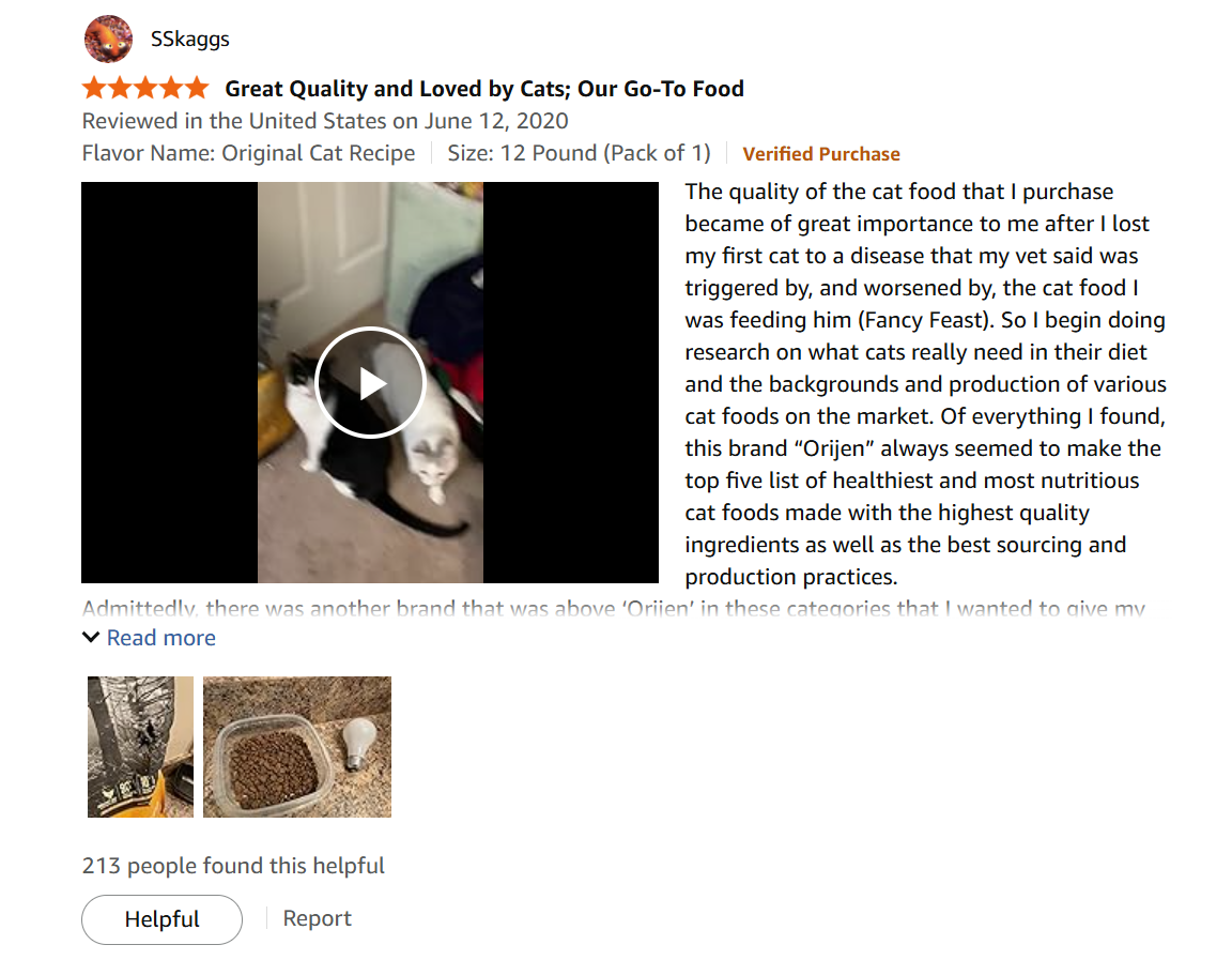 ORIJEN Grain Free High Protein Premium Dry Cat customer review