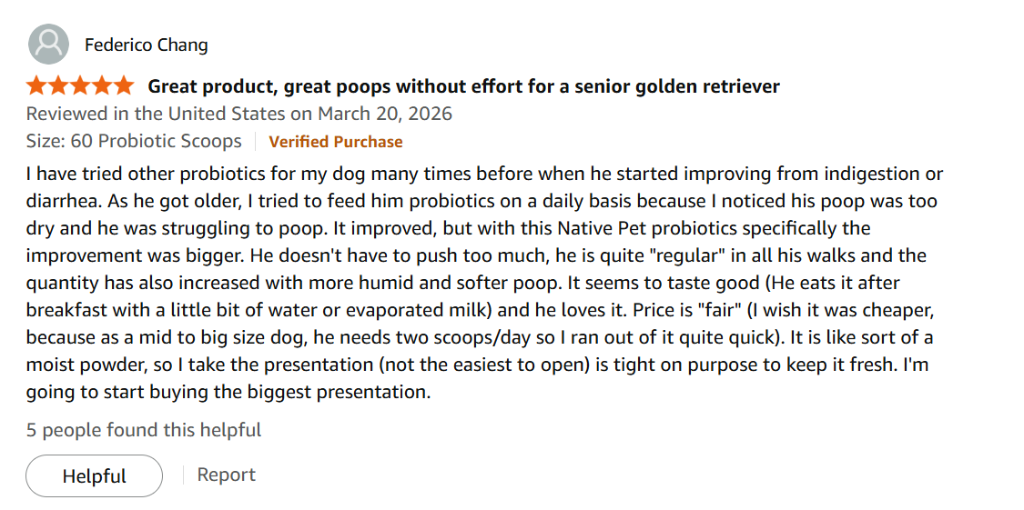 Native Pet Probiotic customer review