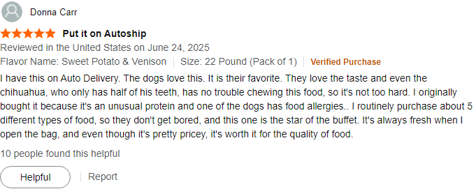 Natural Balance Limited Ingredient Reserve Venison customer review